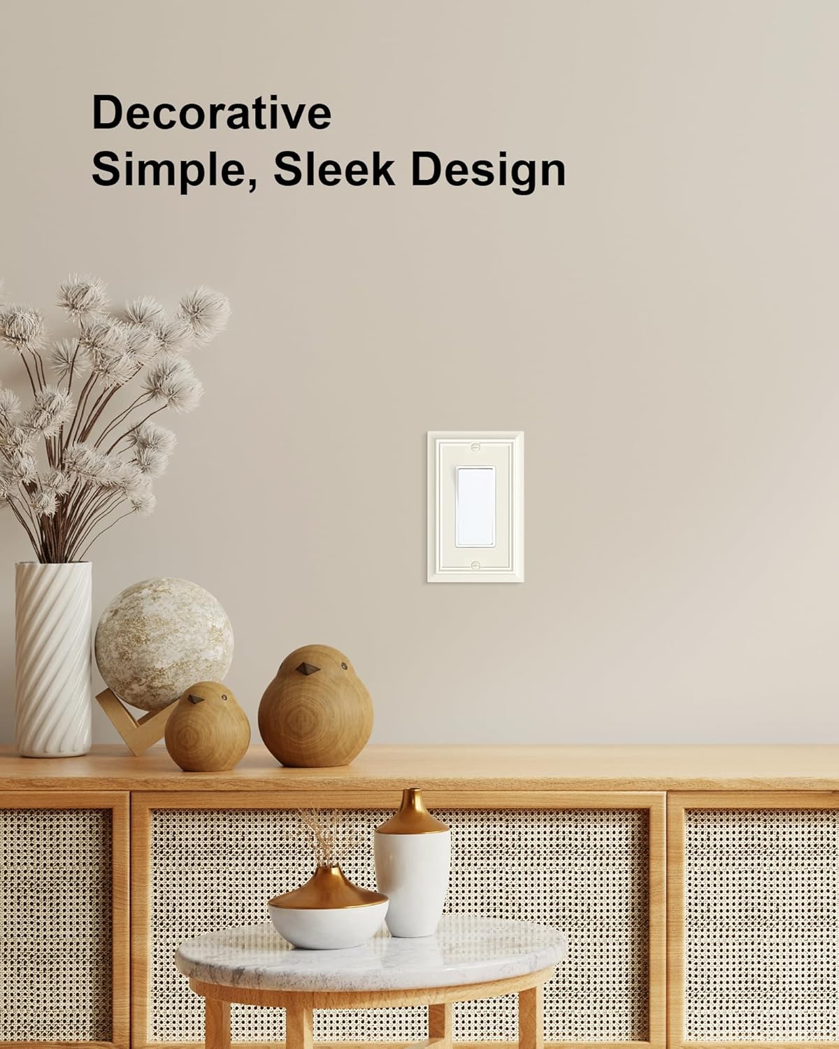 2-Pack Decorator Wall Plate Cover, Light Almond Decorative Switch Plates and Outlet Covers, Durable