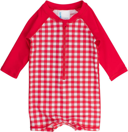 RUGGEDBUTTS Baby/Toddler Boy Swimsuit, One Piece Zipper Rash Guard Sunsuit with UPF 50+ Sun