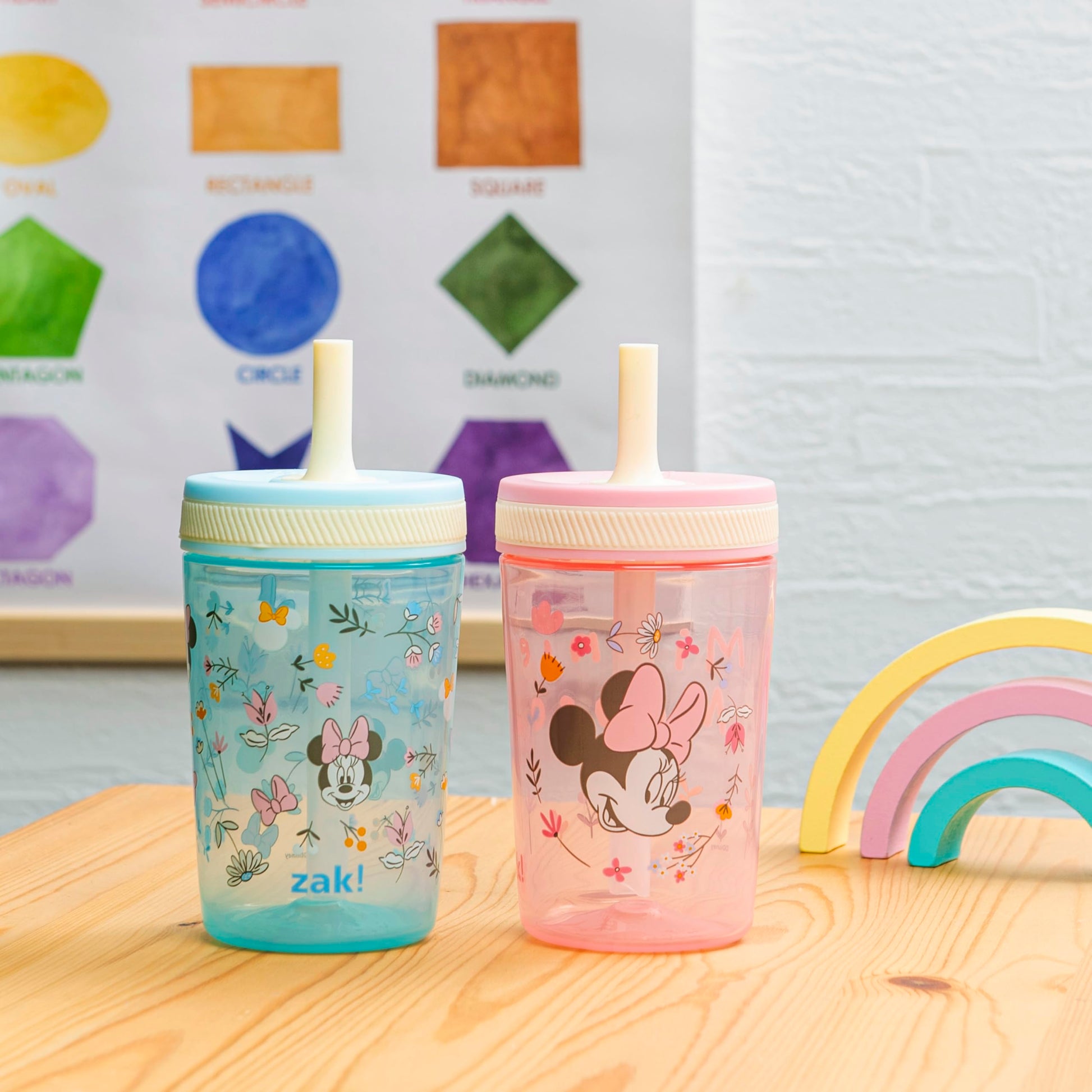 Zak Designs Disney Minnie Mouse Kelso Toddler Cups For Travel or At Home, 15oz 2-Pack Durable