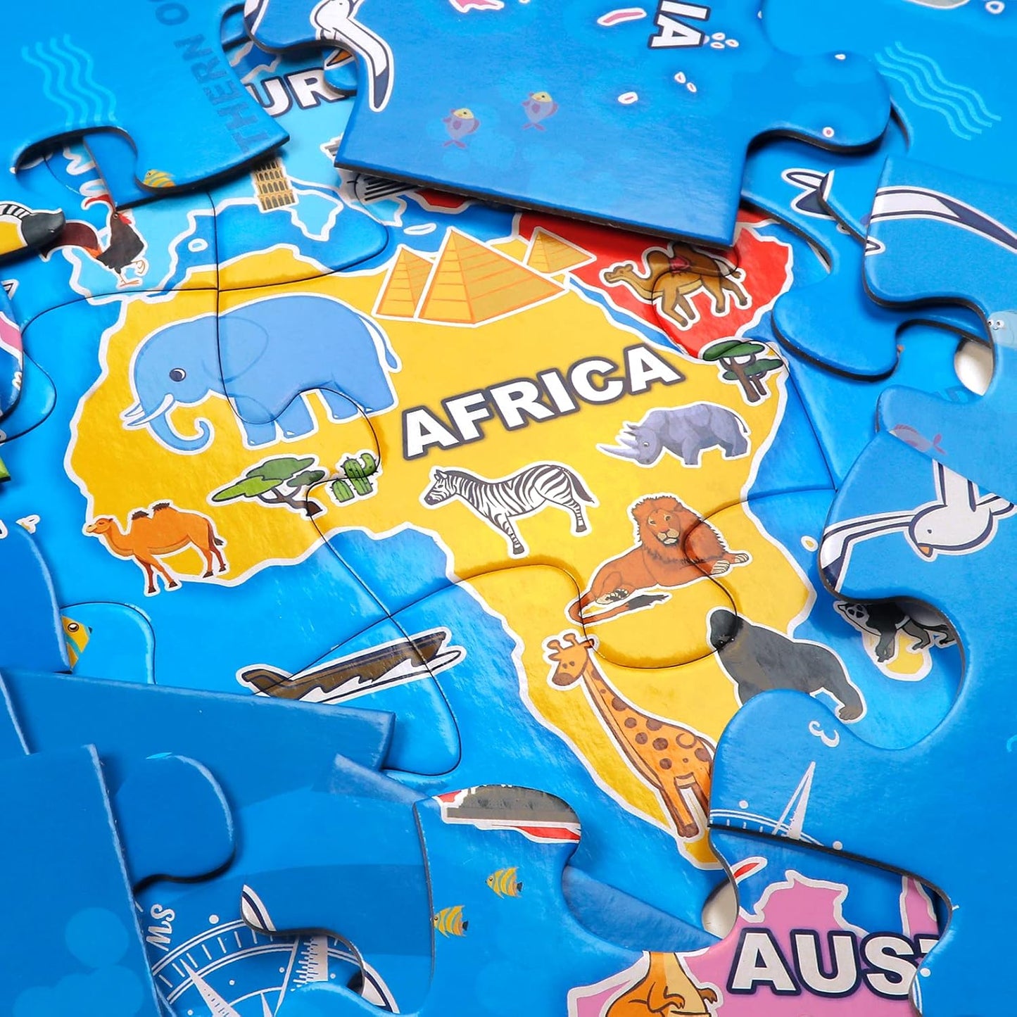 Jumbo Floor Puzzle for Kids,World Map Jigsaw Geography Puzzles,48 Piece Globe Atlas Puzzle with
