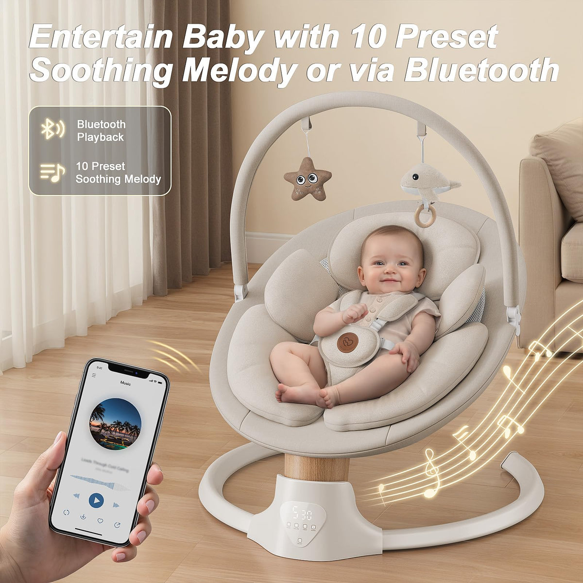Baby Swings for Infants, FasonBaby Electric Baby Swing with Bluetooth Music