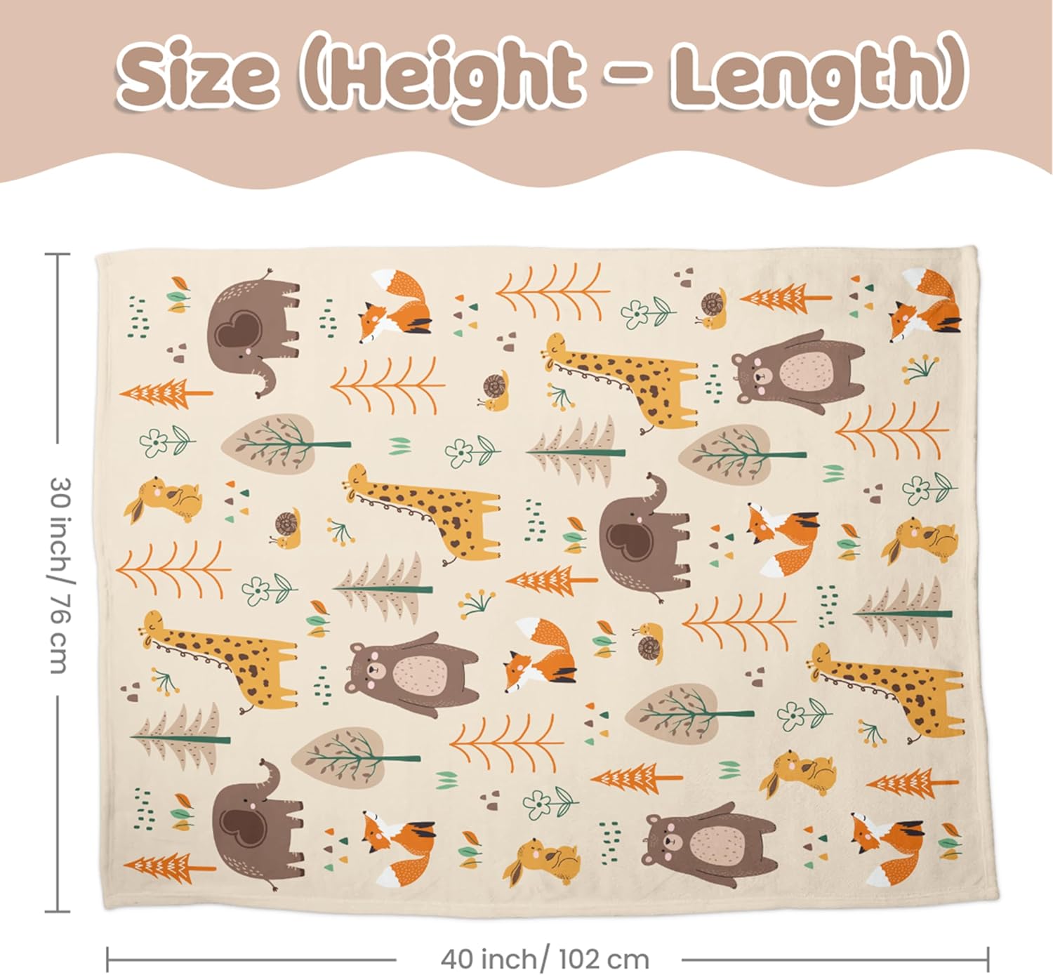 SANDJEST Woodland Animal Blanket - 30 x 40 Kids Minky Blankets for Boys Girls - Gifts for Birthday
