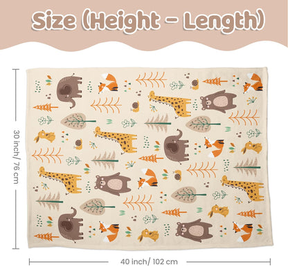 SANDJEST Woodland Animal Blanket - 30 x 40 Kids Minky Blankets for Boys Girls - Gifts for Birthday