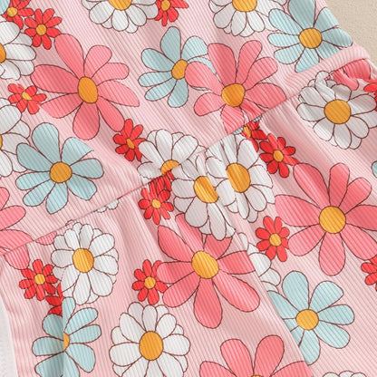 WZTYYDS Toddler Baby Girl Summer Clothes Floral Romper Tie-Up Strap Halter Jumpsuit Infant Summer