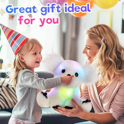 Glow Guards 10'' Light up White Koala Stuffed Animal LED Soft Plush Wildlife Toy with Rainbow Night