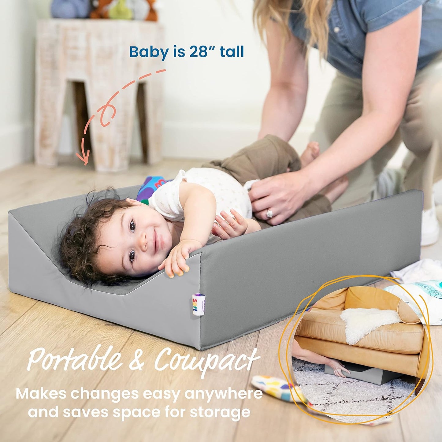 ECR4Kids SoftZone Baby Changing Pad, Contoured, Grey/Light Grey