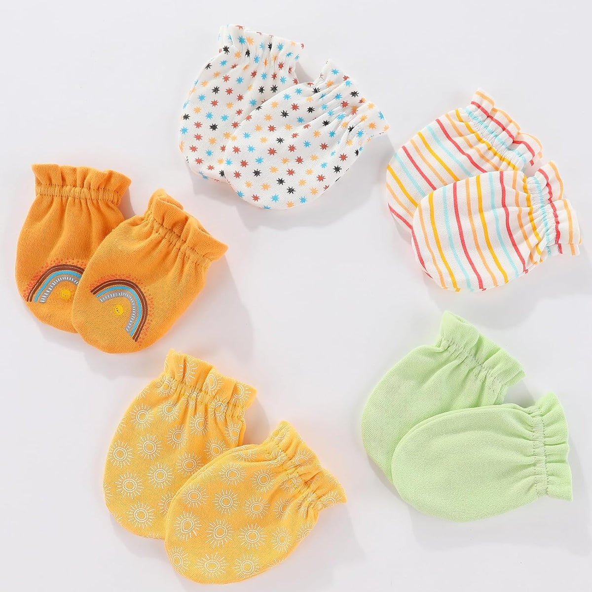 Baby Hat and Mittens Set Newborn Baby Hats Caps for Baby Boys Girls 0-6 Months 100% Cotton