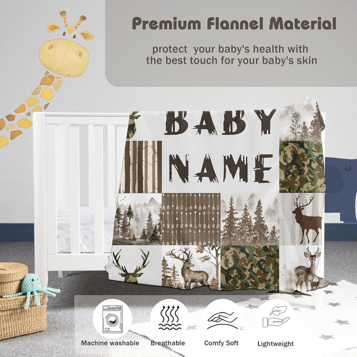 Custom Baby Shower Blanket with Name Personalized Baby Boy Gifts for Birthday Christmas Customized