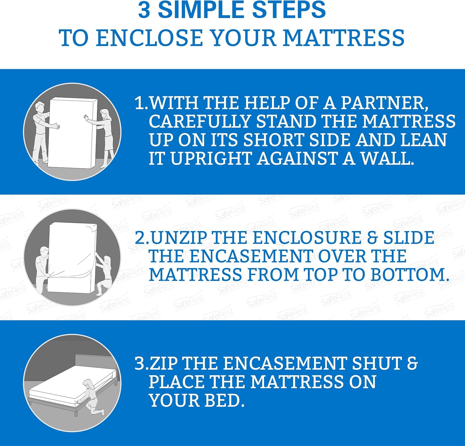 SafeRest Zippered Mattress Protector - Premium15-18 Inch Waterproof Mattress Cover for Bed