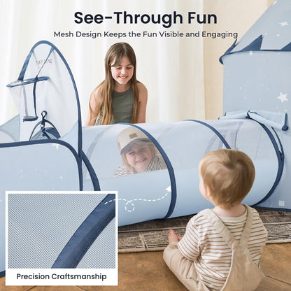 Tiny Land 3-in-1 Kids Play Tunnel with Ball Pit & Tent, Pop-Up Crawl Toy
