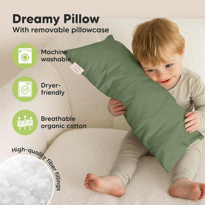 Toddler Pillow with Pillowcase - 10x18 My Little Dreamy Kids Travel Bed Pillows for Sleeping