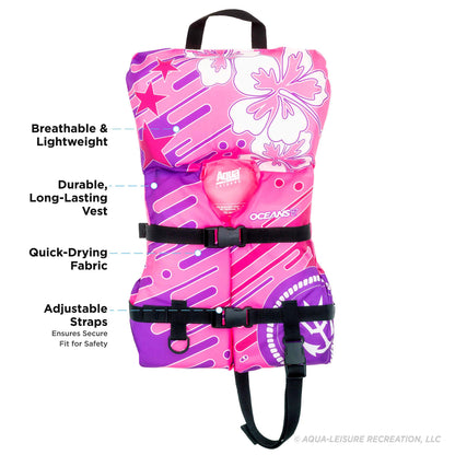 Oceans 7 US Coast Guard Approved, Infant-Child-Youth Life Jacket Vest – Sizes for 8-90 Lbs. – Type