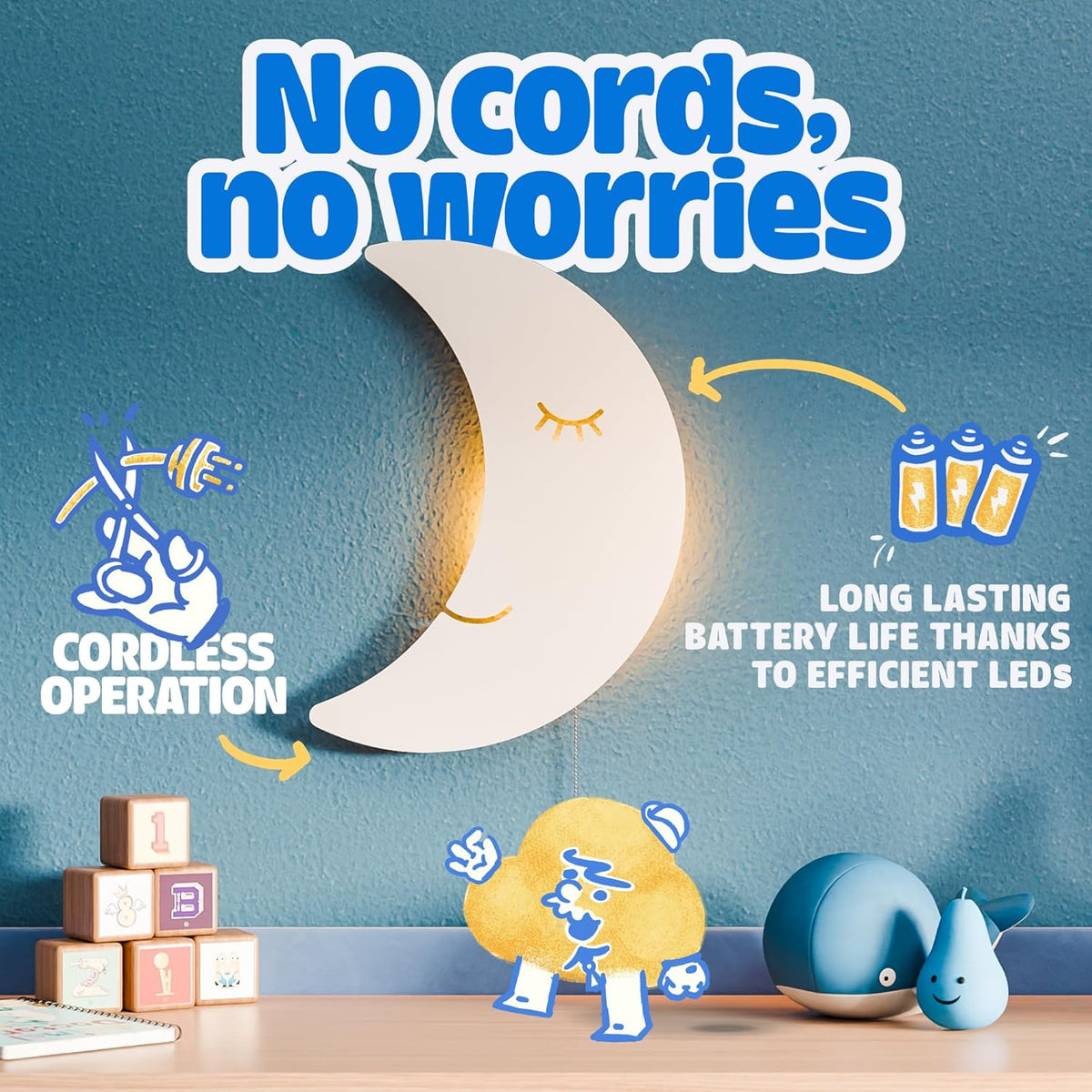 Tip perk Moon Lamp for Baby Nursery - Floating Moon Wall Lamp for Nursery | Cute Floating Moon Lamp