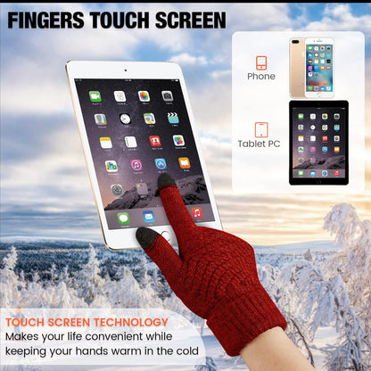 Geyoga 2 Pairs Women's Winter Touch Screen Gloves Soft Warm Fleece Lined Knit Elastic Cuff Winter