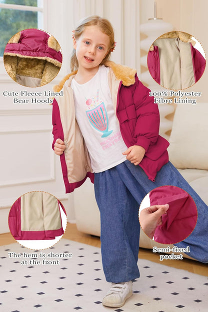 TUONROAD Baby Girls Coats for 6 Months-5 Years Toddlers Boy Winter Jacket Warm Bear Hooded Outdoor