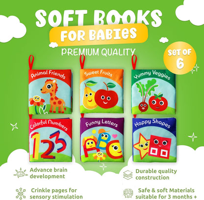 Cloth Books for Babies (Set of 6) - Premium Quality Soft Books for Babies. Touch and Feel Crinkle