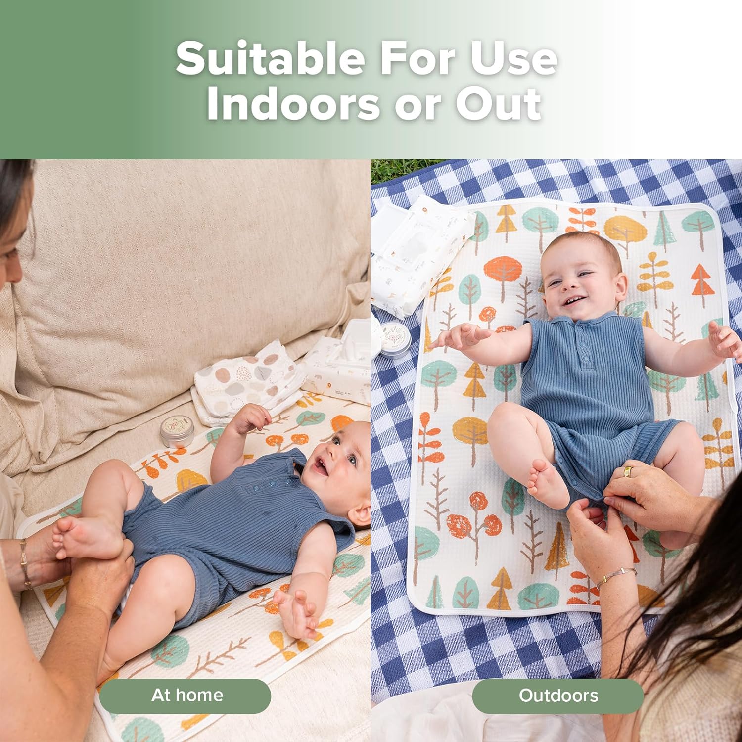 haakaa Waterproof Changing Pad Liners, 100% Cotton, Soft & Breathable (1pc, 19.5" x 27.5" Autumn