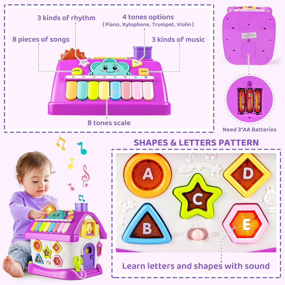 Marstone Montessori Toddler Toys for 1 Year Old Girl Gifts: 8 in 1 Multi-Functional Learning Baby