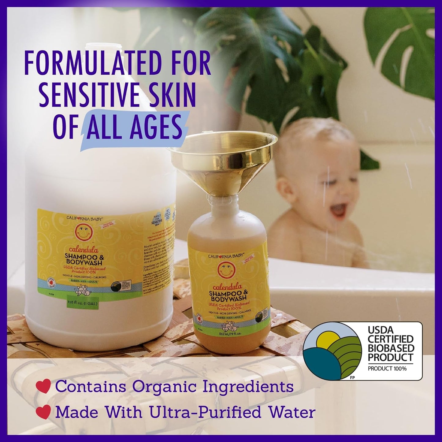 California Baby Calendula Shampoo and Body Wash | 100% Plant-Based | Allergy Friendly | Soothing
