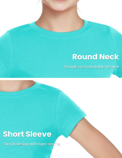 Auranso Girls Crop Tops Summer Short Sleeve Round Neck T Shirts Basic Tee for Kids