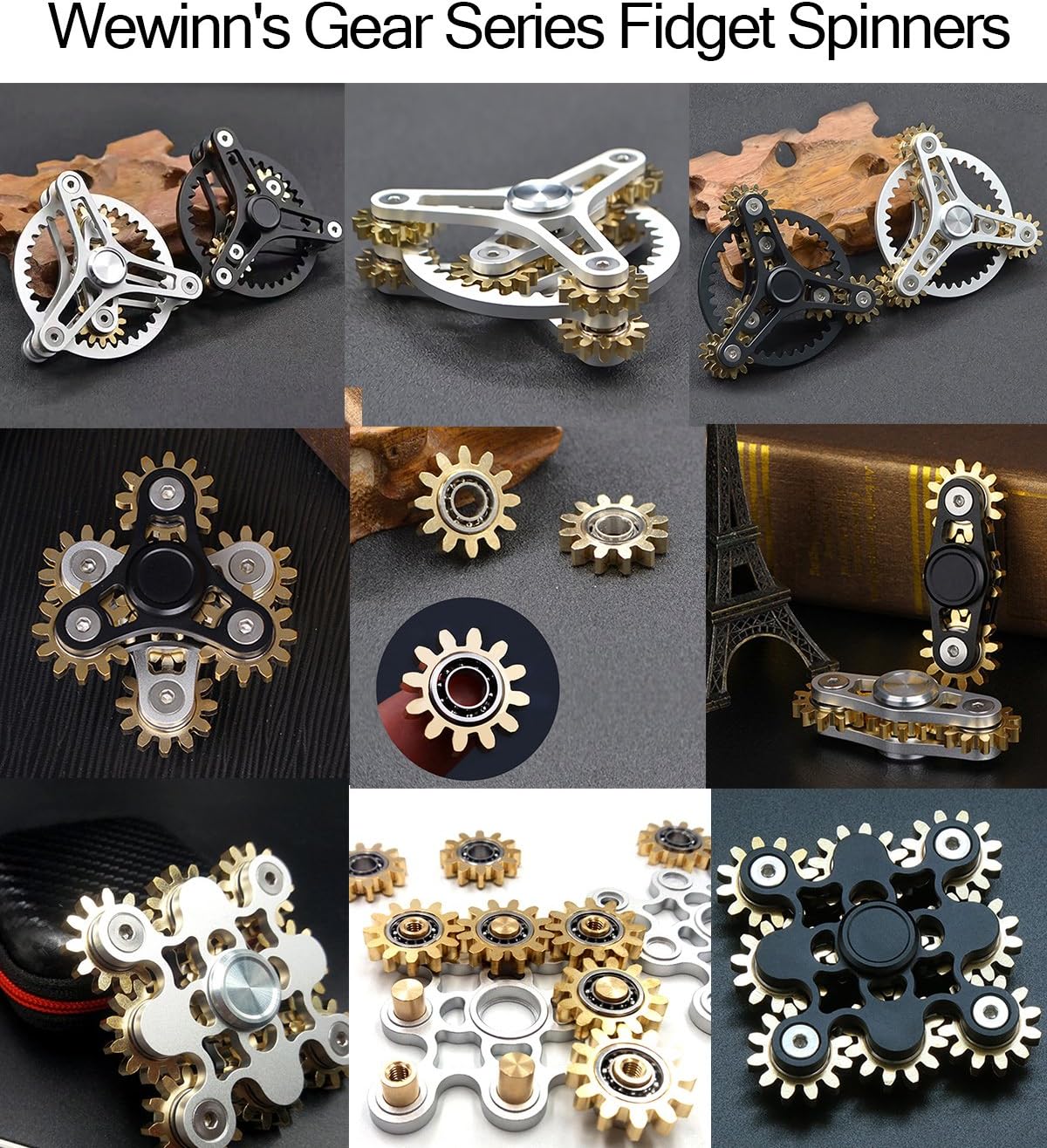 Pure Brass Fidget Spinner Gears Linkage Fidget Toy Metal DIY Hand Spinner Spins Long Time EDC Focus