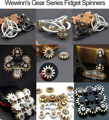 Pure Brass Fidget Spinner Gears Linkage Fidget Toy Metal DIY Hand Spinner Spins Long Time EDC Focus