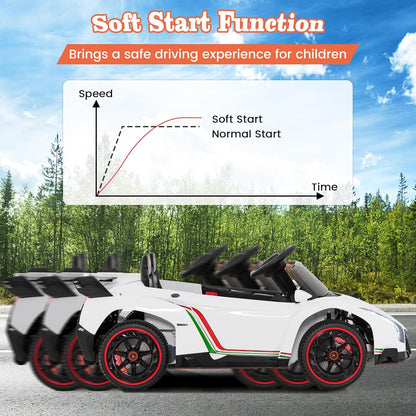 Costzon Ride on Car, Lamborghini Licensed 12V Battery Powered 4WD Sports Car with Remote Control, 3