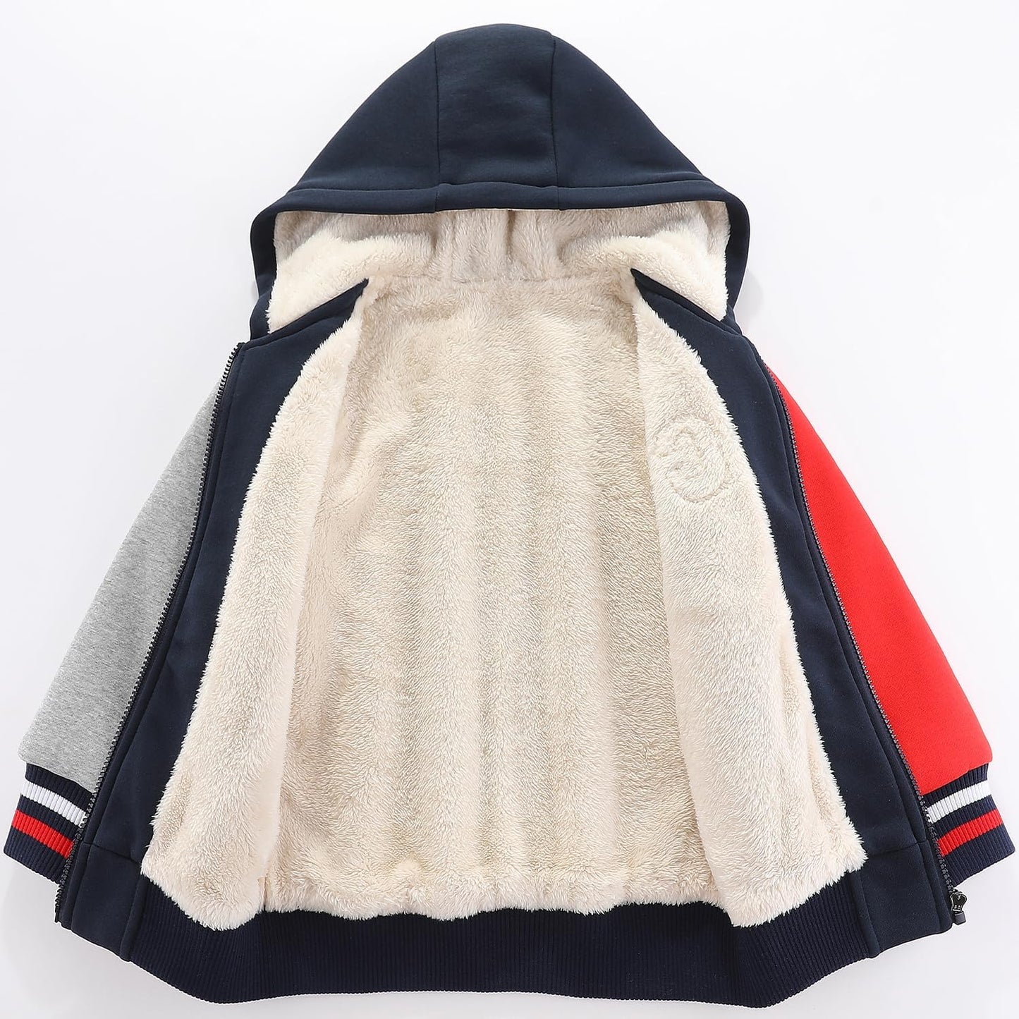 Bumeex Kids Boy's Girl's Sherpa Fleece Lined Jacket Spring Fall Winter Zip up Sweatshirt Hoodie