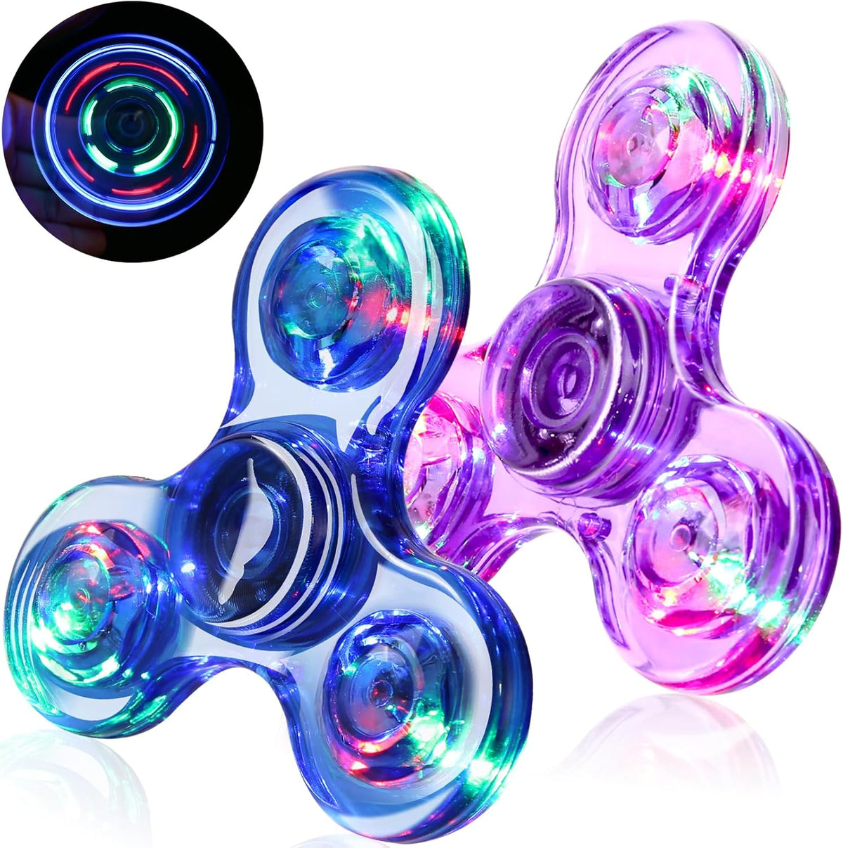 SCIONE 2Pack Fidget Spinners for Kids, LED Light up Sensory Fidget Toys for Kids Adults, Glow in
