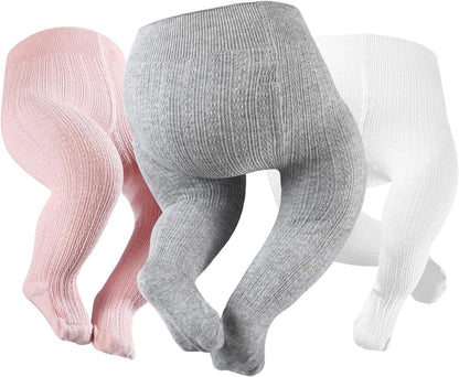 Petrass Baby Girls Cable Knitted Tights Infant Full-Footed Seamless Cotton Tights New-born Girls