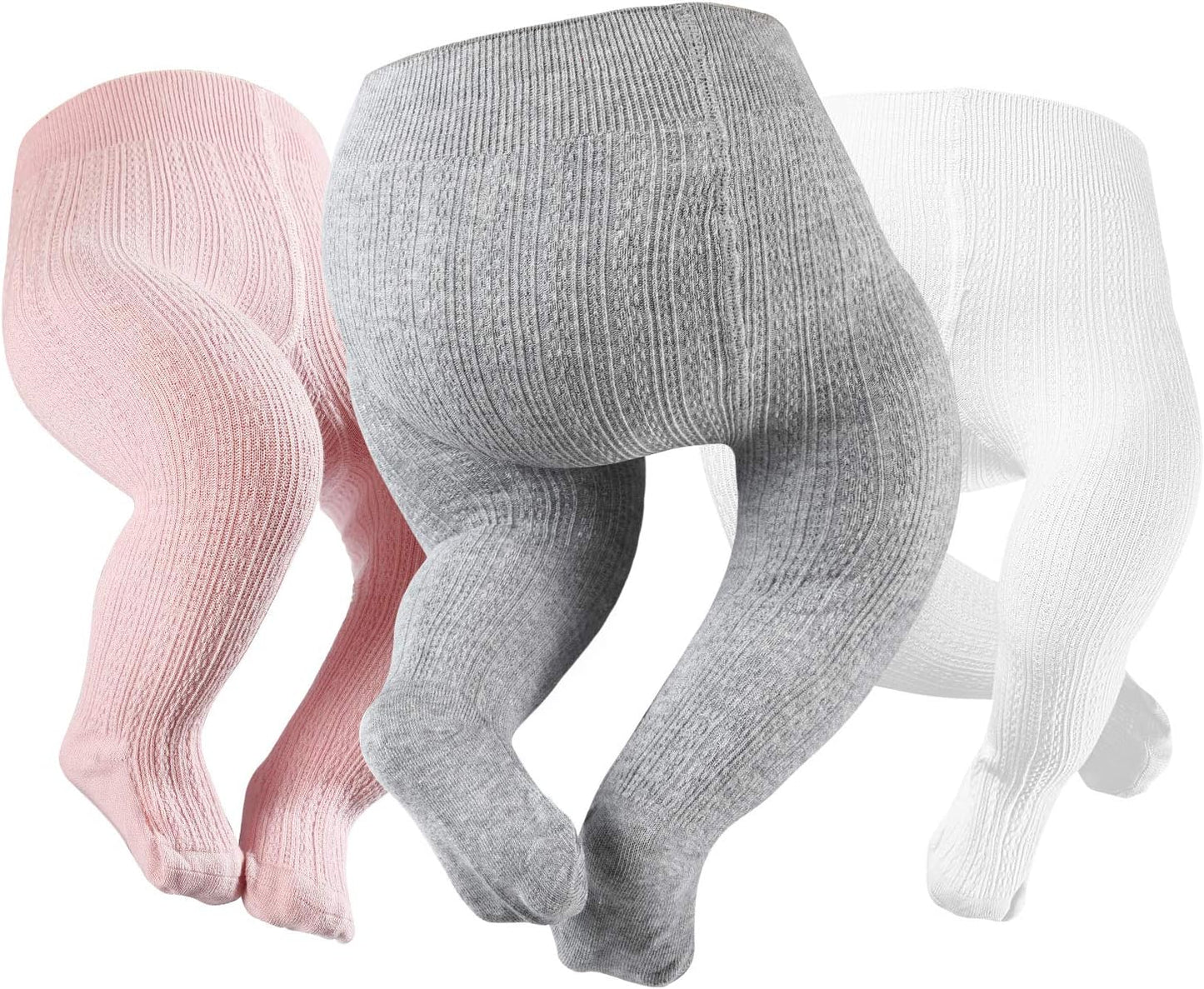 Petrass Baby Girls Cable Knitted Tights Infant Full-Footed Seamless Cotton Tights New-born Girls
