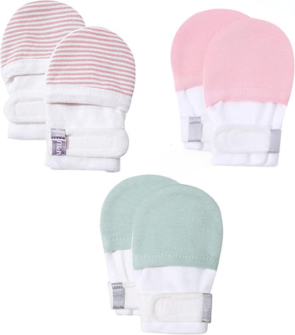 HAPIU Baby No Scratch Mittens Stay On, 100% Cotton Breathable, Adjustable Infant Gloves for Boys