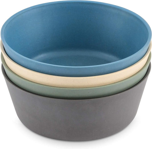 WeeSprout Bamboo Kids Bowls, Set of Four 10 oz Kid-Sized Bamboo Bowls, Dishwasher Safe Kid Bowls