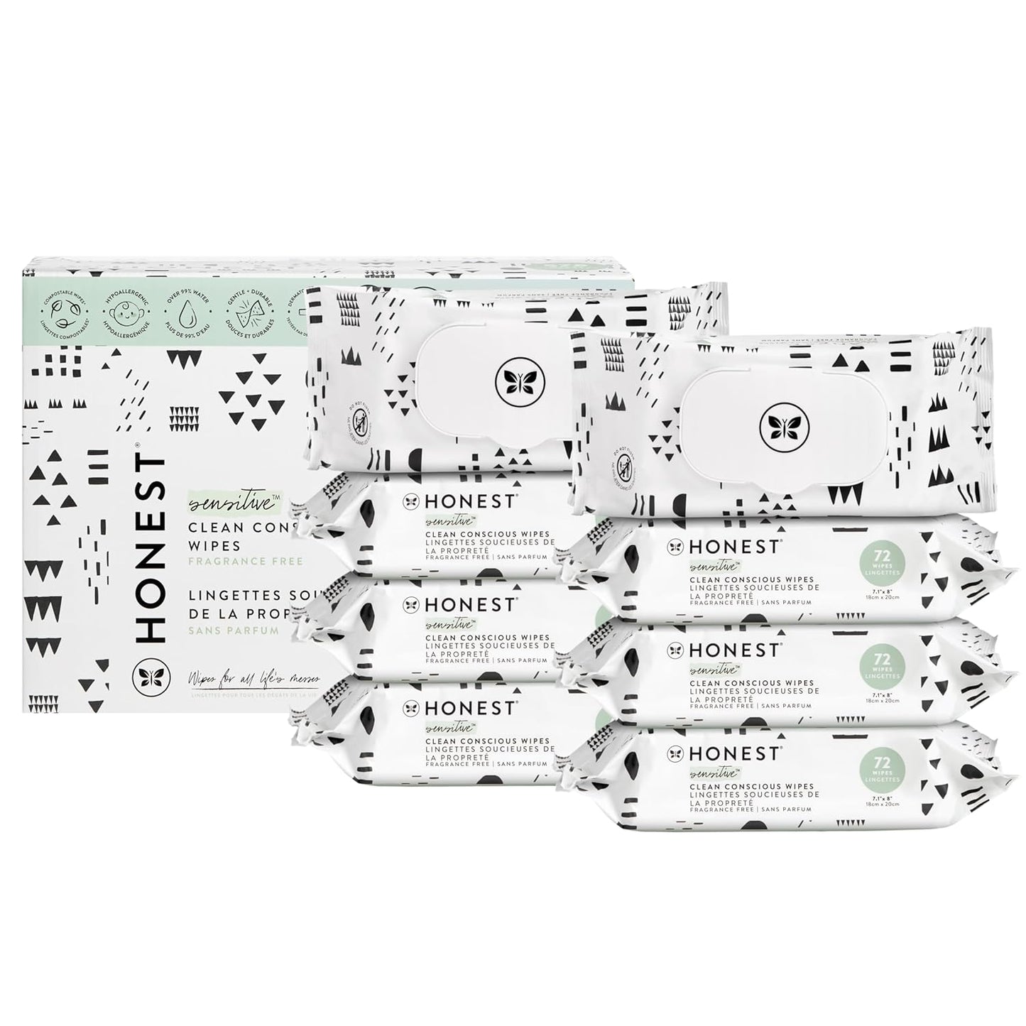 The Honest Company Clean Conscious Multi-Use Wipes | Hypoallergenic + Unscented for Sensitive Skin
