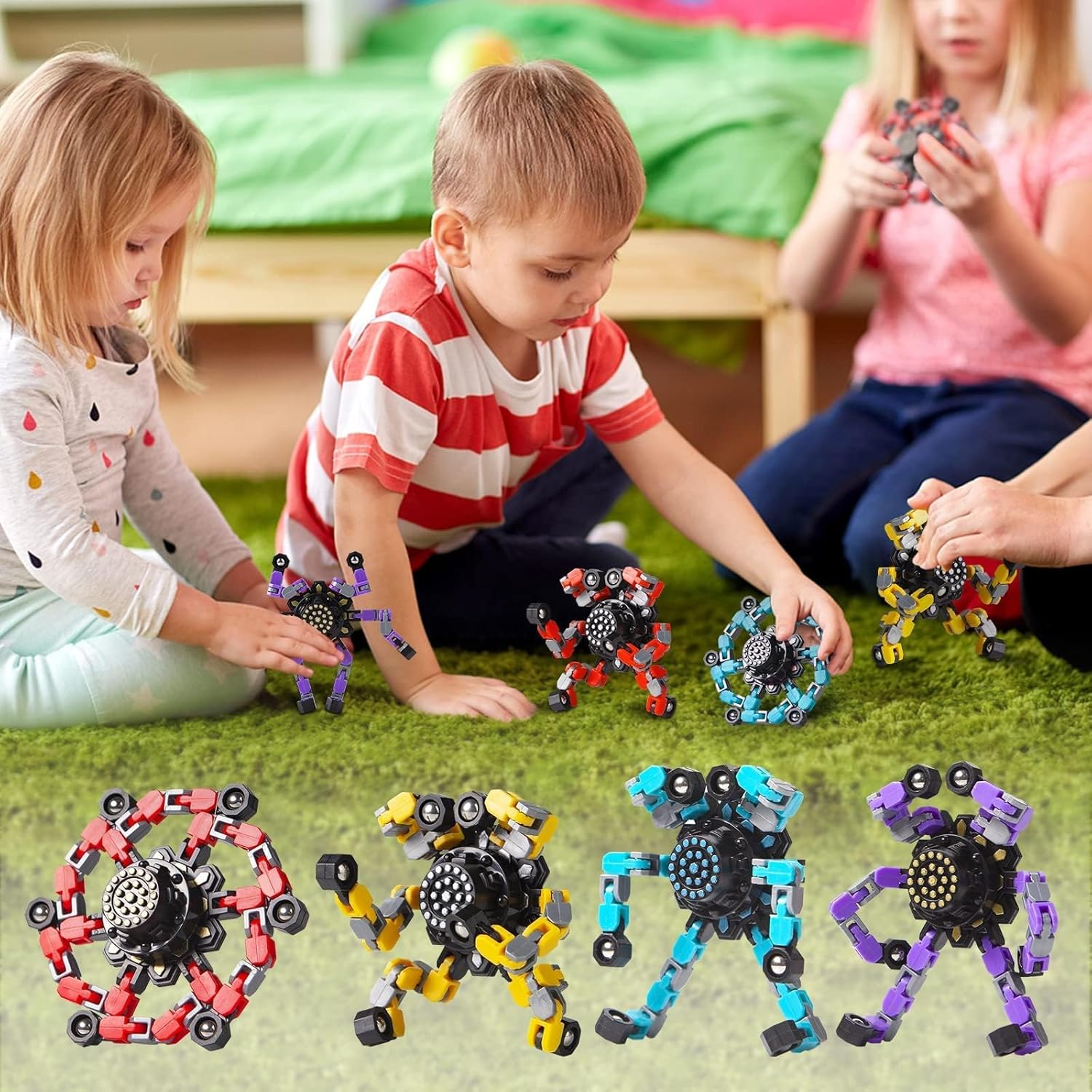 Transformable Fidget Spinners 32 Pcs for Kids and Adults Stress Relief Sensory Toys for Boys and