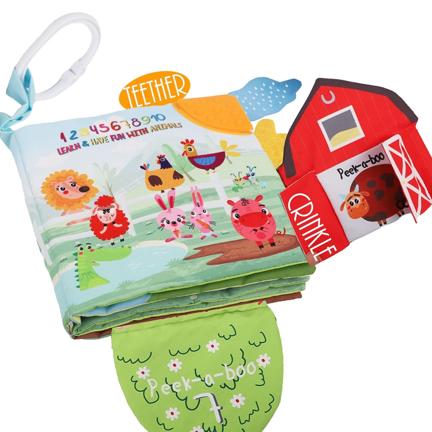 Touch and Feel Cloth Crinkle Books for Babies Infant, Baby Books Toys 0-3-6-12-18 Months, Christmas