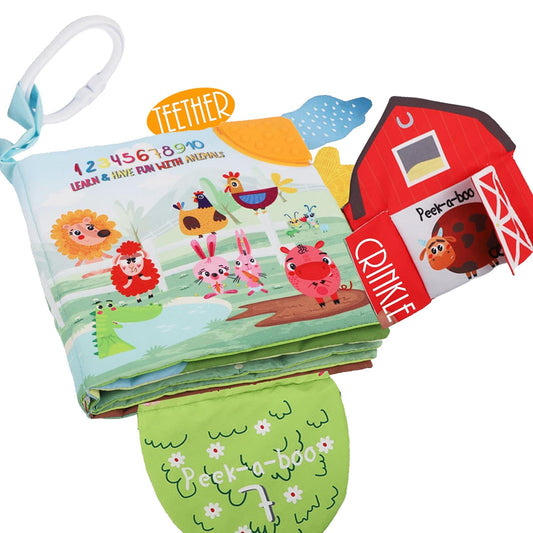 Touch and Feel Cloth Crinkle Books for Babies Infant, Baby Books Toys 0-3-6-12-18 Months, Christmas