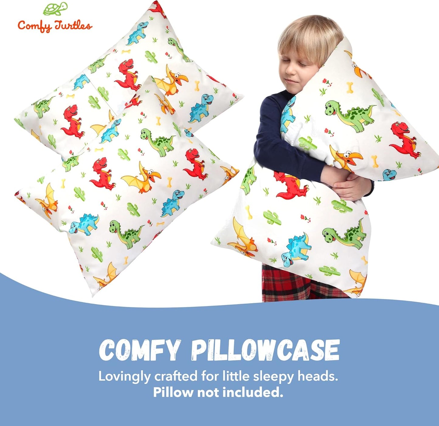 Toddler Pillowcase 13x18 Dinosaur - Cotton Travel Pillowcase Cover, Soft Dinosaur Pillow Cases for