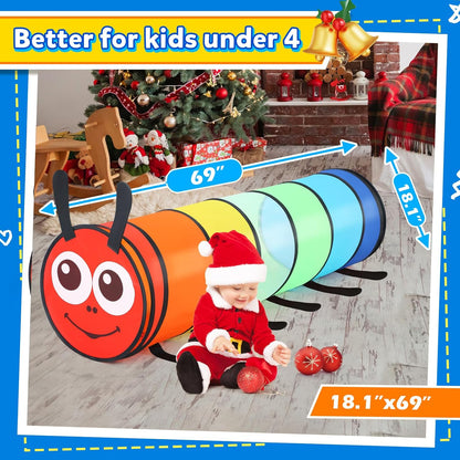 Moncoland Kids Play Tunnel for Toddlers, 6-ft Colorful Pop Up Crawl Through Tunnel Play Tent for