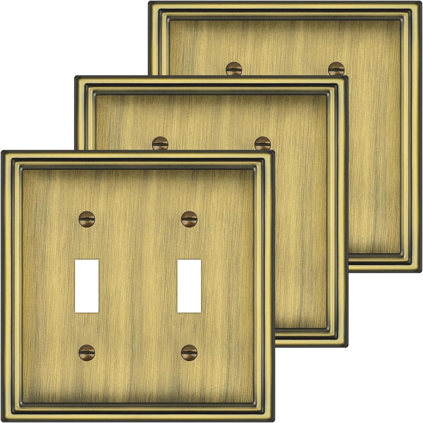 Double Toggle Light Switch Covers Plate, Metal Material 2 Gang Wall Plates for Double Light Switch