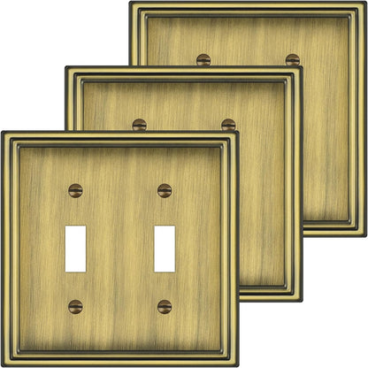 Double Toggle Light Switch Covers Plate, Metal Material 2 Gang Wall Plates for Double Light Switch