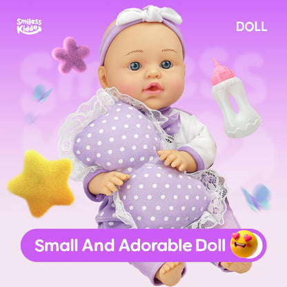 SMILESSKIDDO Baby Doll with Carrier Bassinet Bed 12" Dolls Playset Toddler