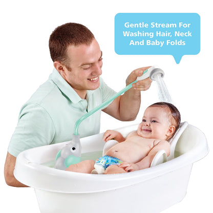 Yookidoo Baby Bath Shower Head - Elephant Water Pump and Trunk Spout Sprayer - One Handed Flow