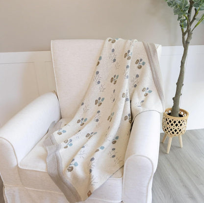 Crane Baby 100% Organic Cotton Knit Baby Blanket with Poppy Design, Soft Reversible Stroller and