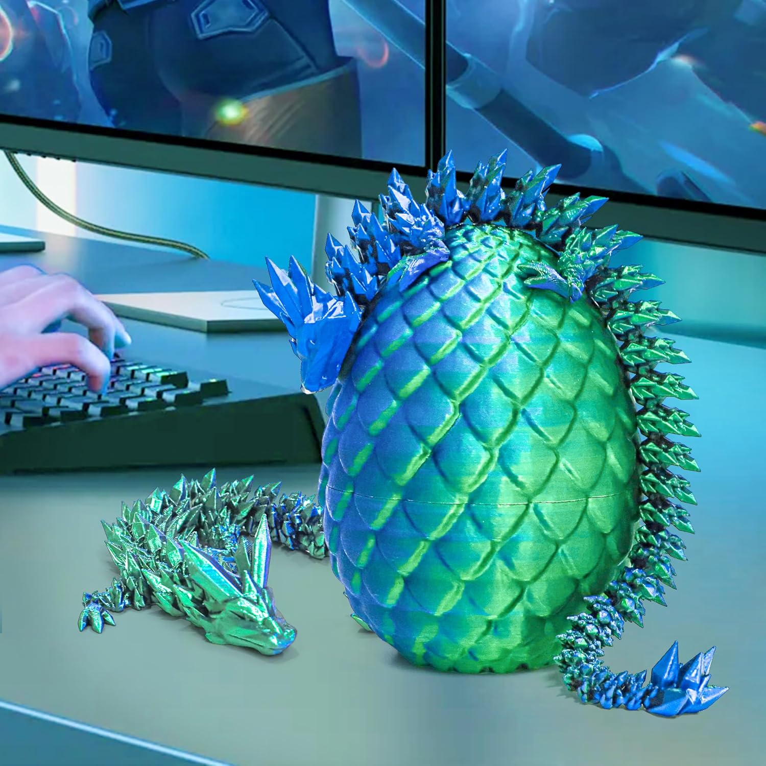 Dragon Egg - 3D Dragon Egg with Flexible Pearly Sheen Dragon Inside, 3D Printed Surprise Gift