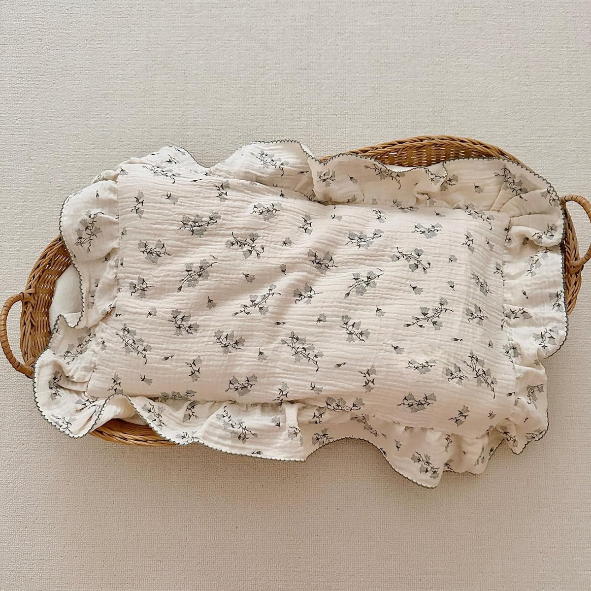 BuLuTu Cotton Muslin Pillowcase for Toddler Girls Boys Chic Shabby Floral Kids Pillow Case
