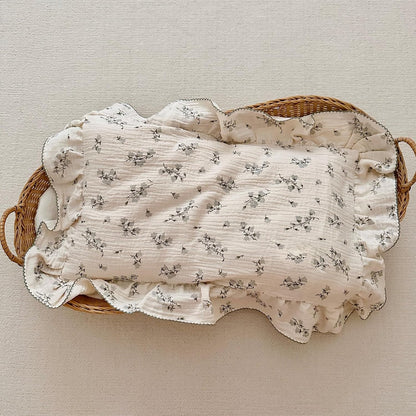 BuLuTu Cotton Muslin Pillowcase for Toddler Girls Boys Chic Shabby Floral Kids Pillow Case