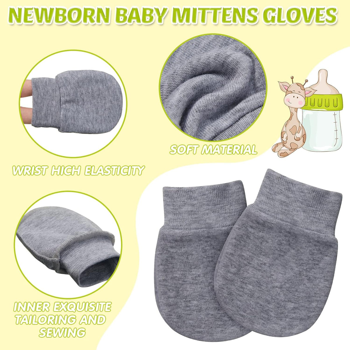 Geyoga 6 Pairs Newborn Baby Mittens No Scratch Gloves Infant Toddler Anti Scratch Essentials Unisex