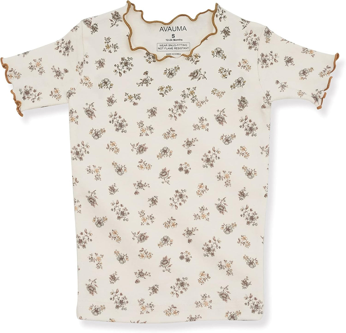 AVAUMA Baby Boy Girl Pajama Set 6M-7T Kids Cute Toddler Snug fit Flower Pattern Design Pjs Cotton