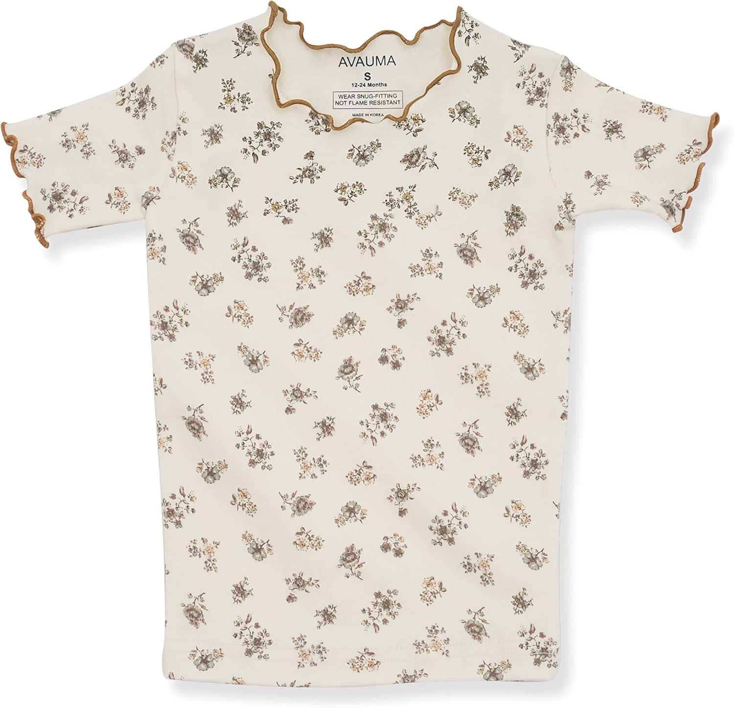 AVAUMA Baby Boy Girl Pajama Set 6M-7T Kids Cute Toddler Snug fit Flower Pattern Design Pjs Cotton
